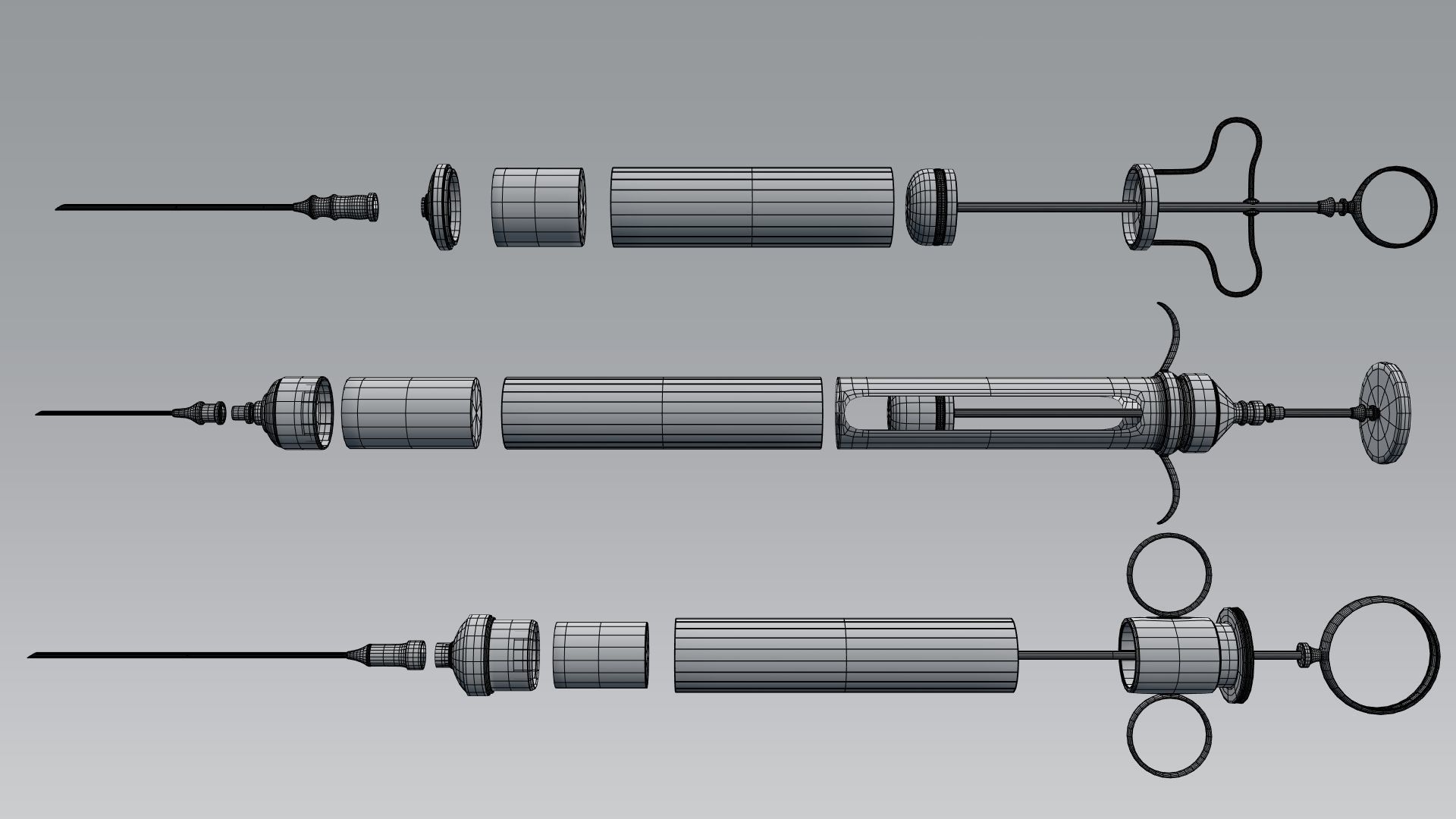 Syringe three medical syringes 3D model_6