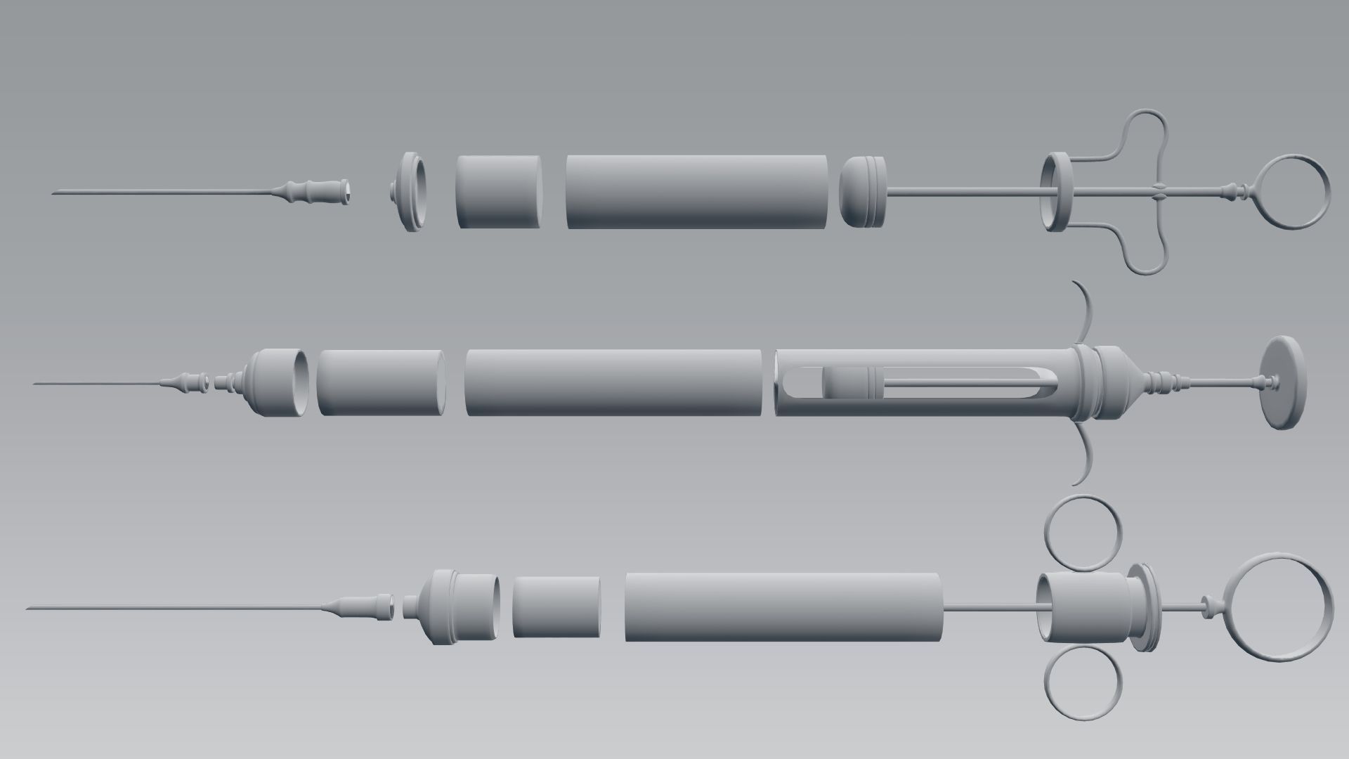 Syringe three medical syringes 3D model_7