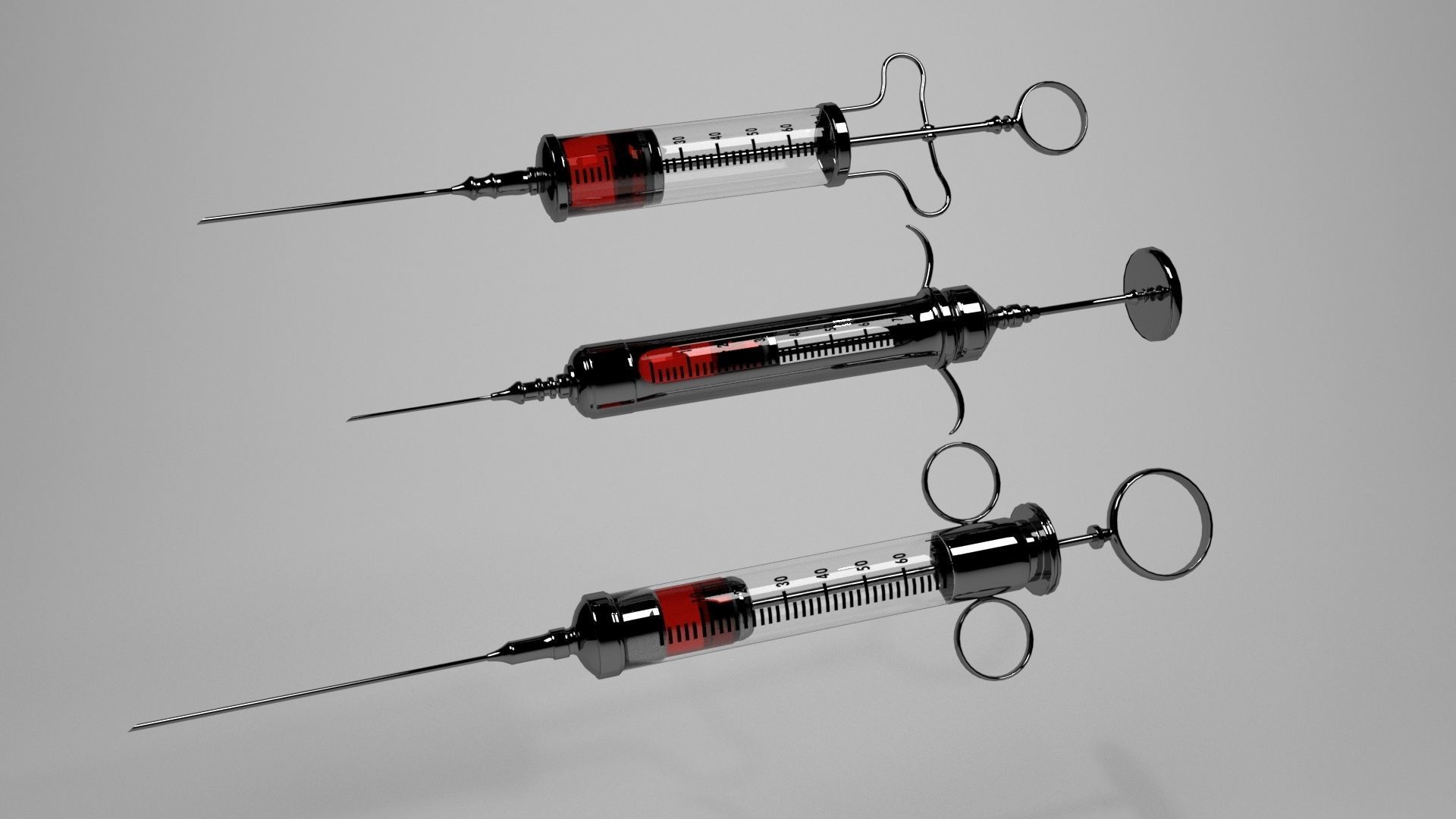 Syringe three medical syringes 3D model_8