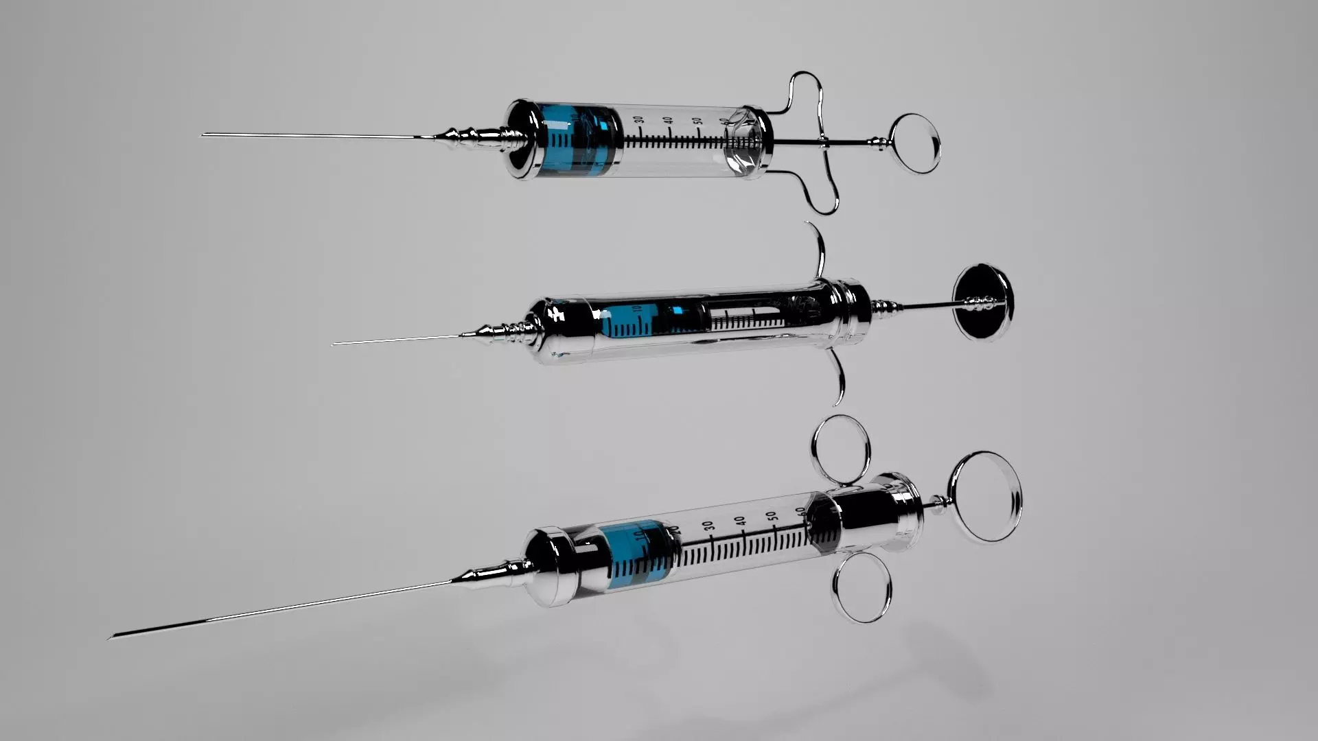 Syringe three medical syringes 3D model_0