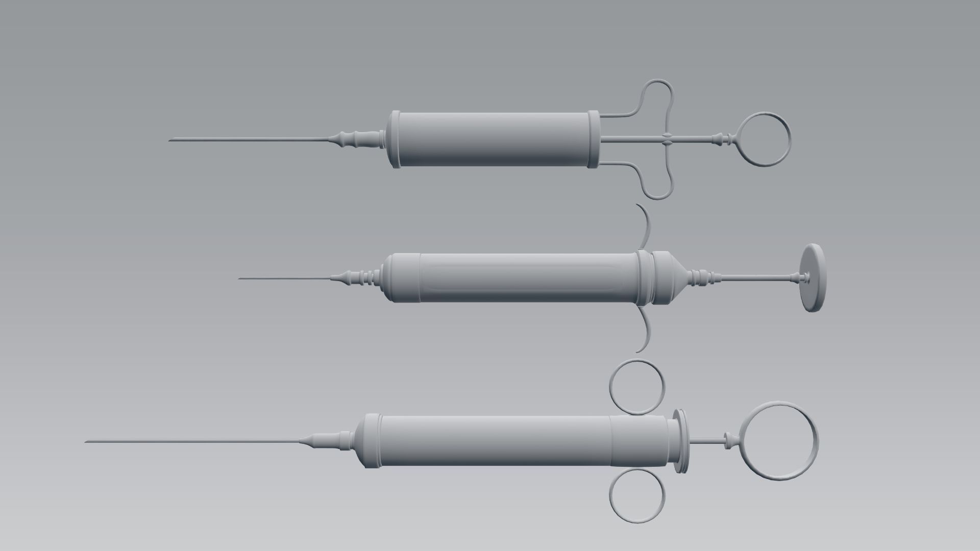 Syringe three medical syringes 3D model_3