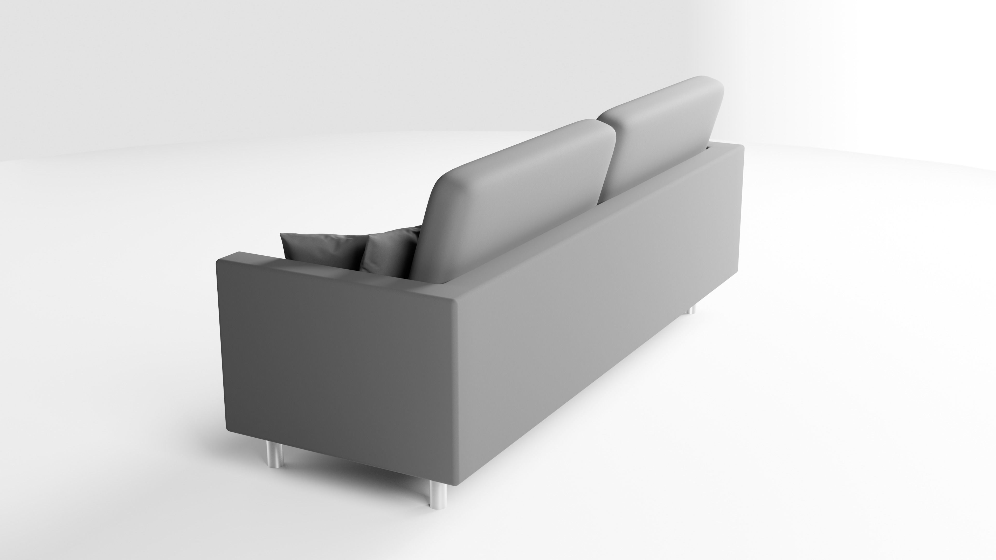 Realistic Grey Sofa Couch with Pillows 3D model_4