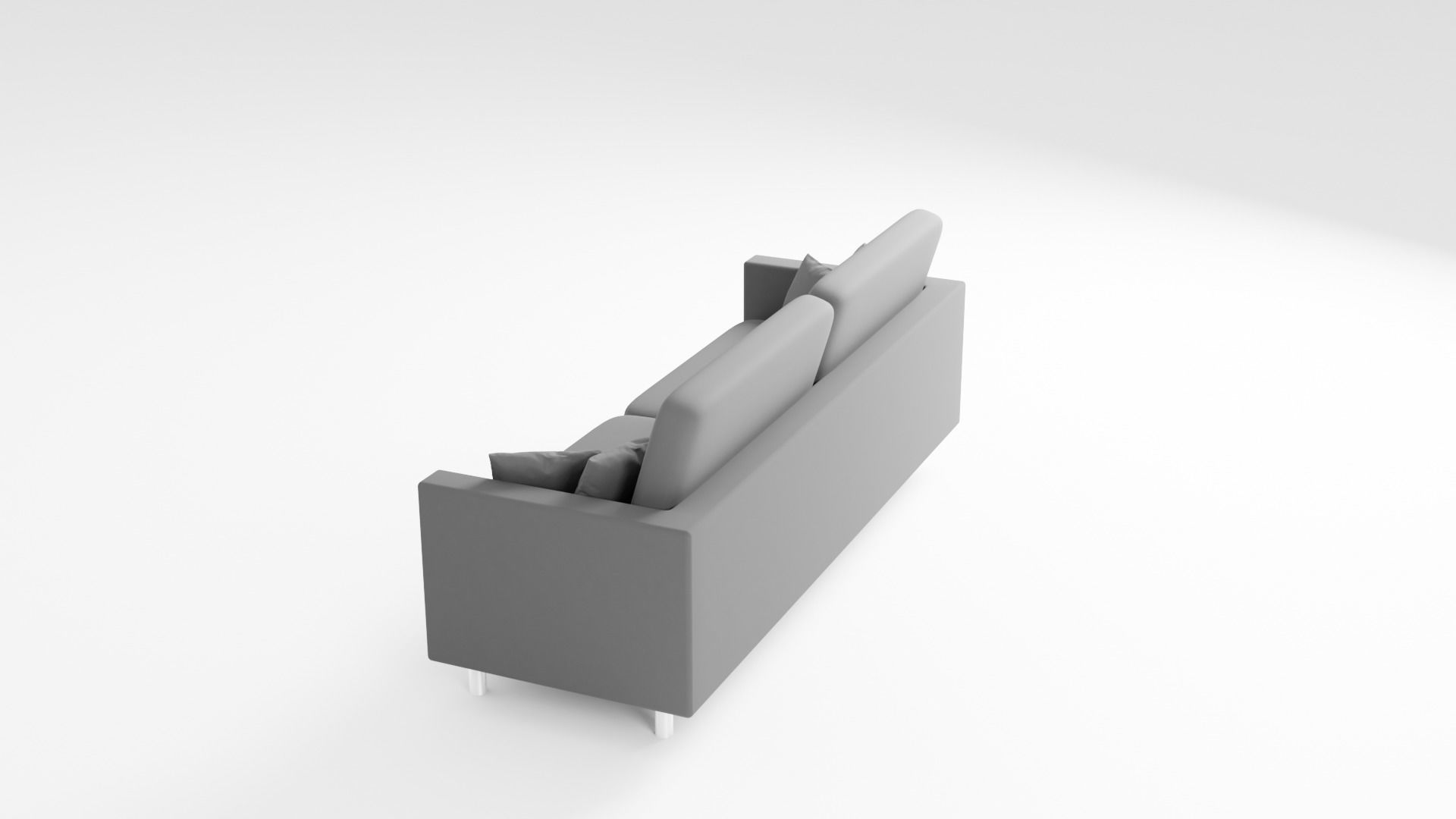 Realistic Grey Sofa Couch with Pillows 3D model_15