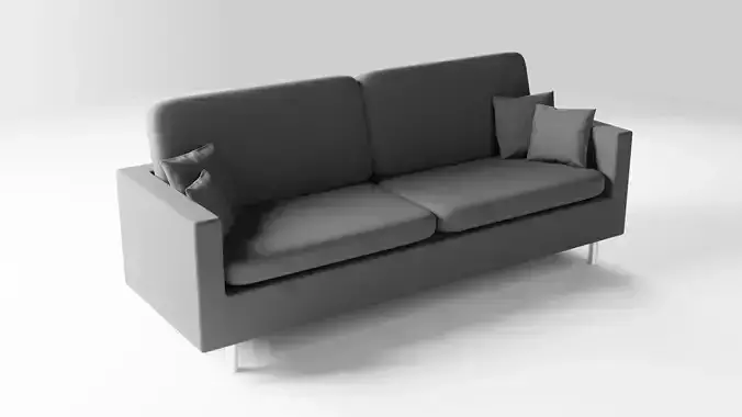 Realistic Grey Sofa Couch with Pillows 3D model