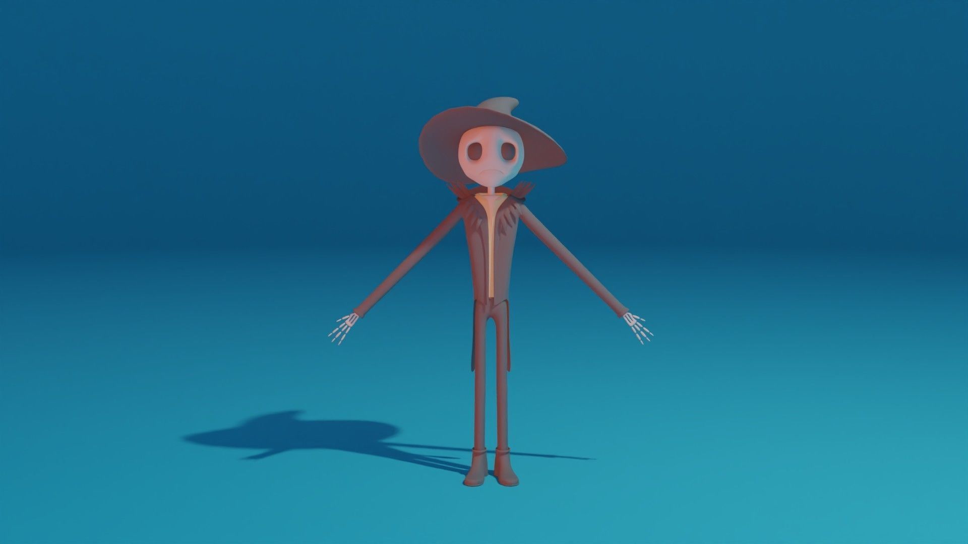 Character wearing hat and hat Low-poly 3D model_4