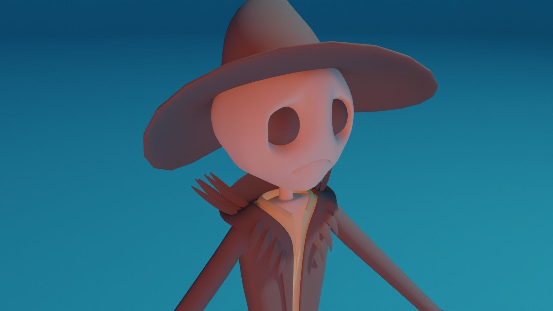 Character wearing hat and hat Low-poly 3D model_2
