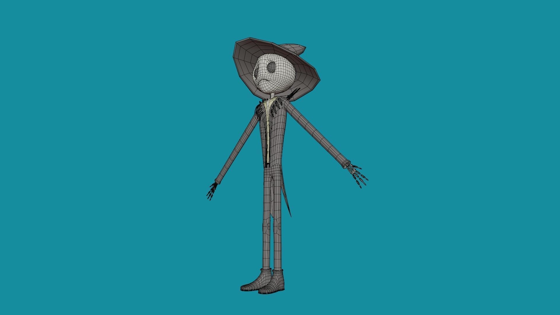 Character wearing hat and hat Low-poly 3D model_6