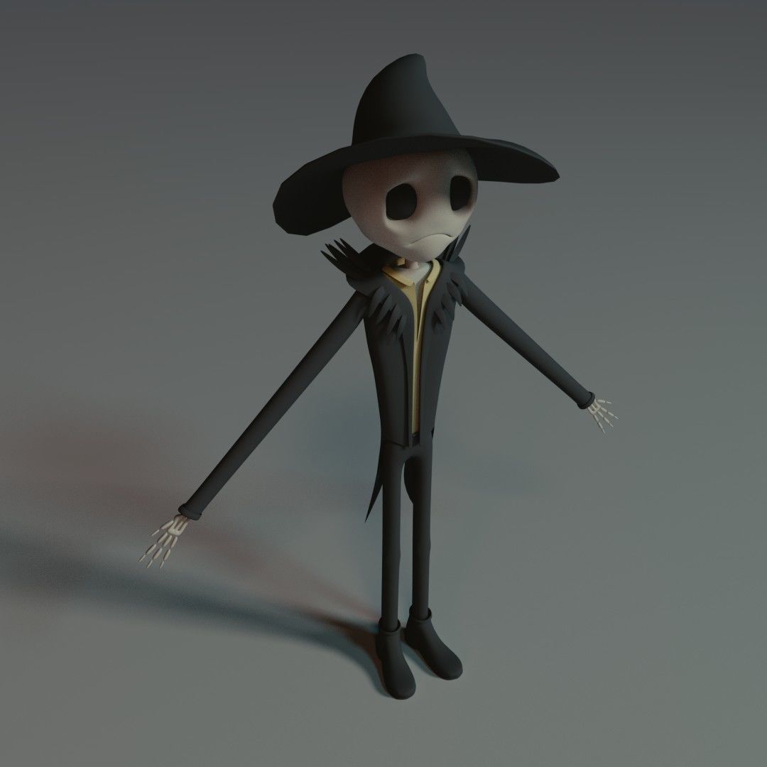 Character wearing hat and hat Low-poly 3D model_11
