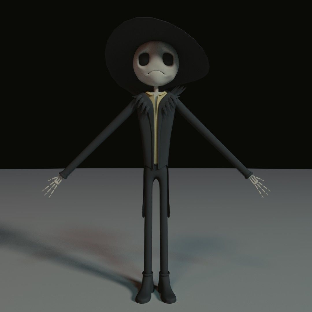Character wearing hat and hat Low-poly 3D model_13