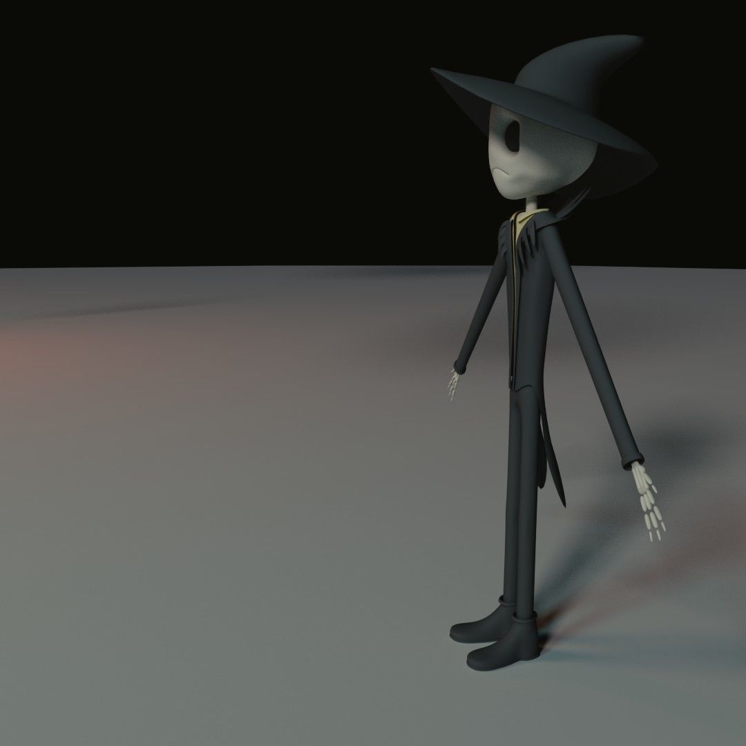 Character wearing hat and hat Low-poly 3D model_14