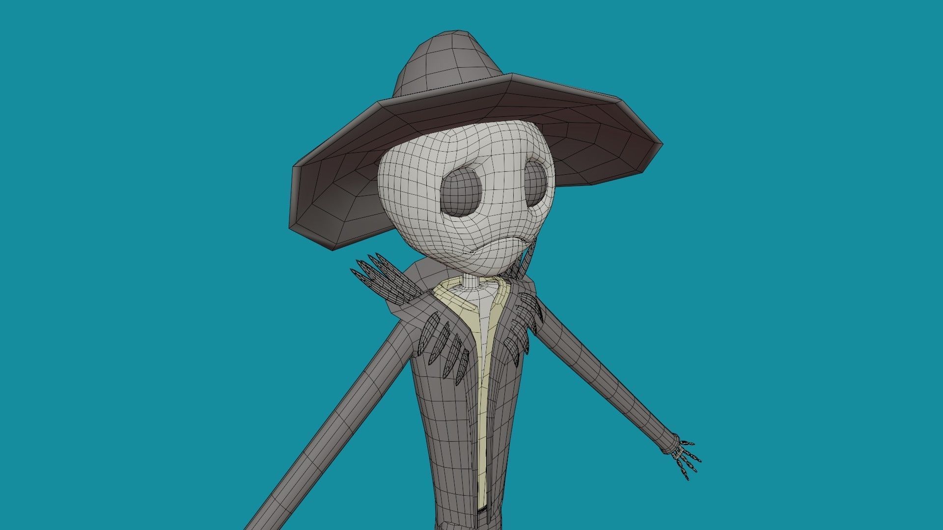 Character wearing hat and hat Low-poly 3D model_7