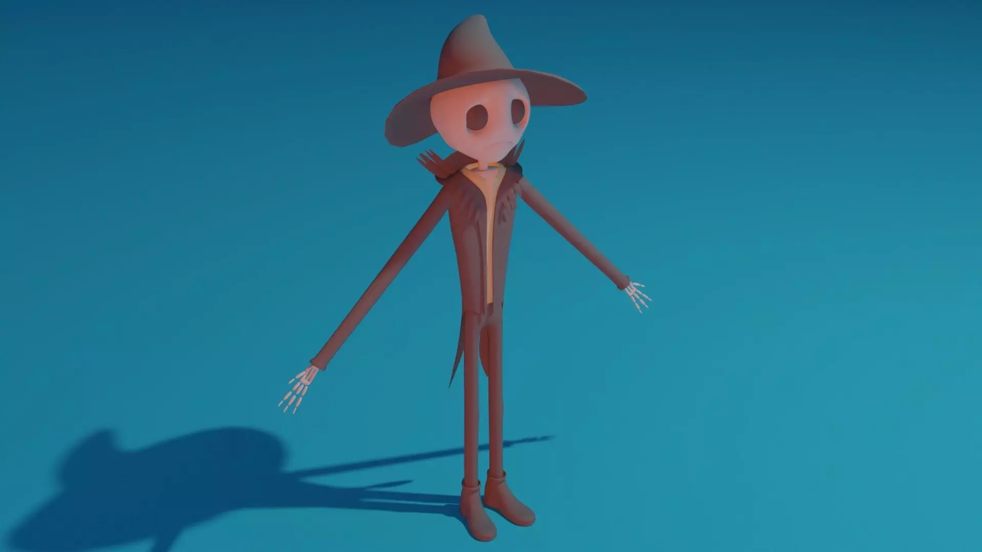 Character wearing hat and hat Low-poly 3D model_0
