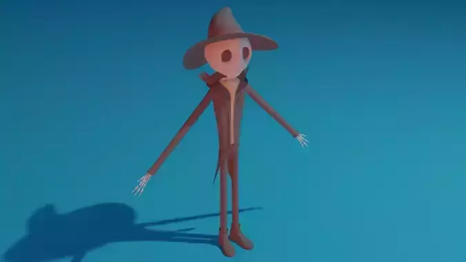 Character wearing hat and hat Low-poly 3D model