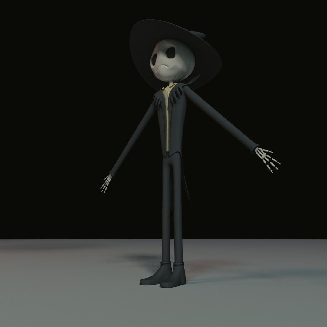 Character wearing hat and hat Low-poly 3D model_12