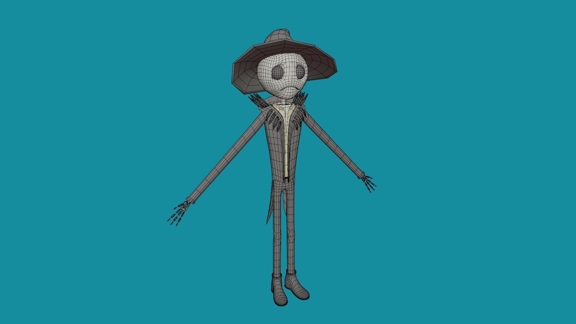 Character wearing hat and hat Low-poly 3D model_5