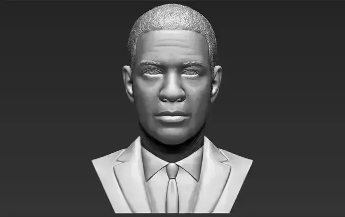 Denzel Washington bust 3D printing ready stl obj formats 3D print model