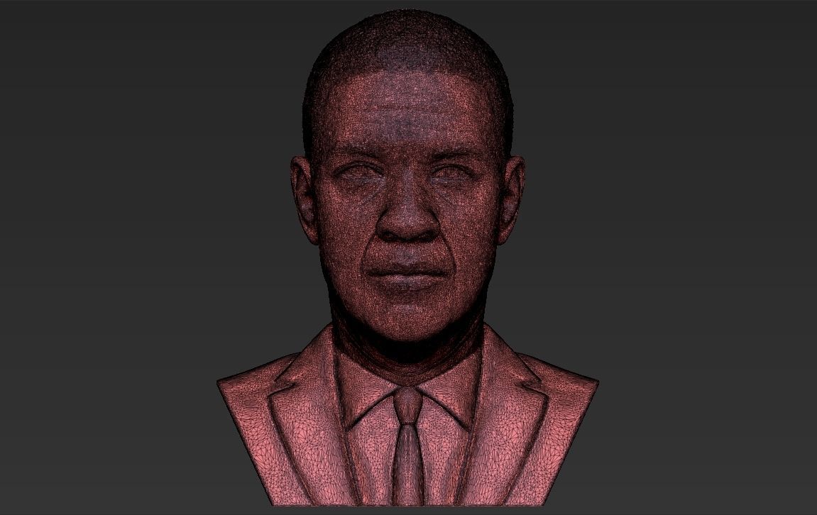 Denzel Washington bust 3D model ready for full color 3D printing 3D print model_48