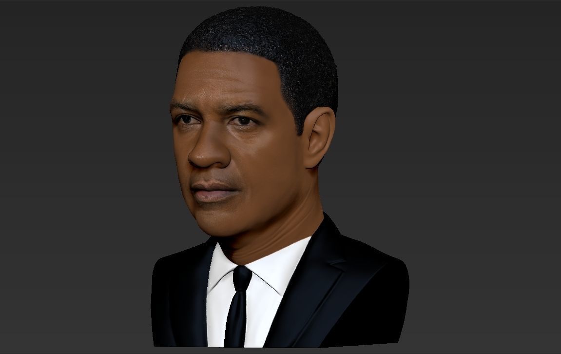Denzel Washington bust 3D model ready for full color 3D printing 3D print model_17