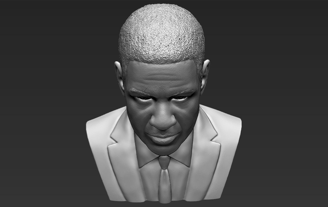 Denzel Washington bust 3D model ready for full color 3D printing 3D print model_40