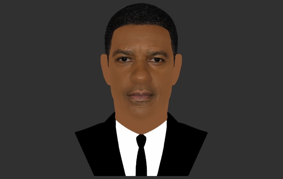 Denzel Washington bust 3D model ready for full color 3D printing 3D print model_23
