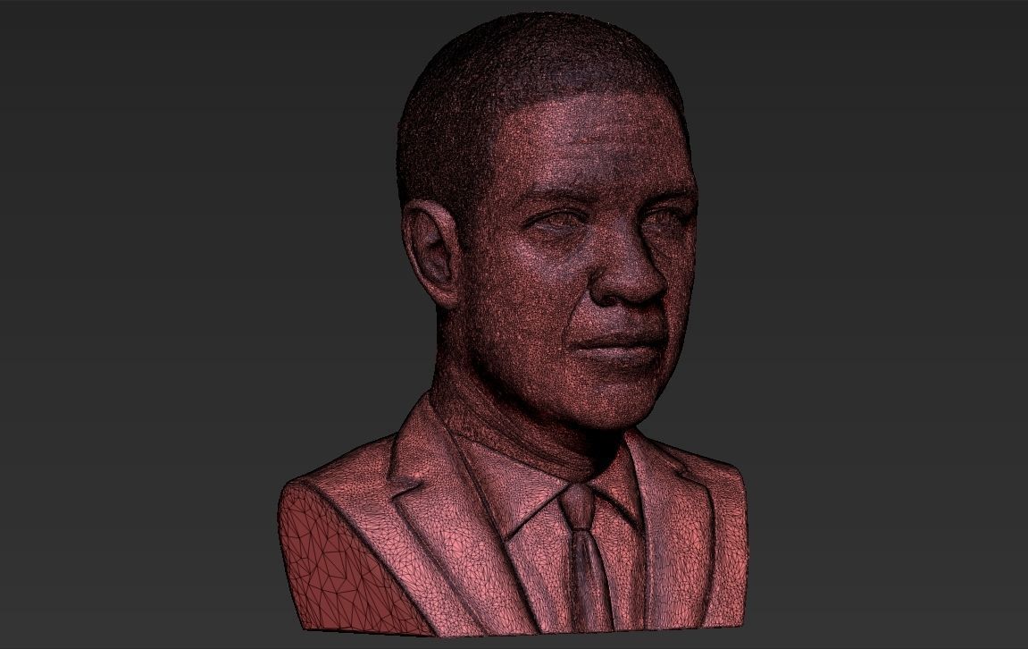 Denzel Washington bust 3D model ready for full color 3D printing 3D print model_49