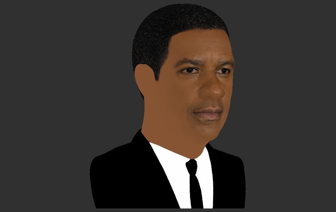 Denzel Washington bust 3D model ready for full color 3D printing 3D print model_25