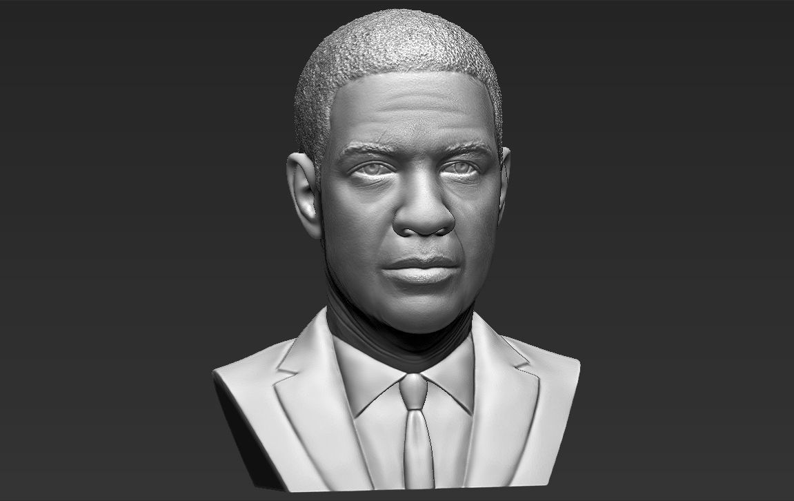 Denzel Washington bust 3D model ready for full color 3D printing 3D print model_37