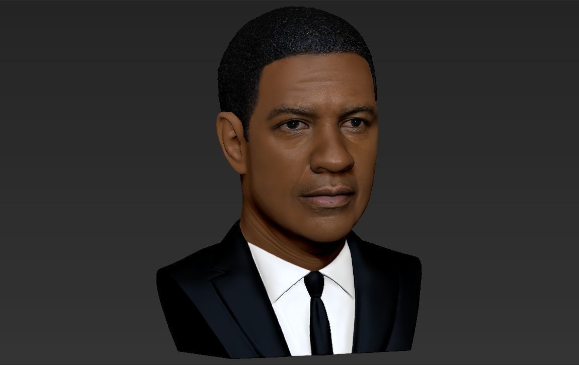 Denzel Washington bust 3D model ready for full color 3D printing 3D print model_19