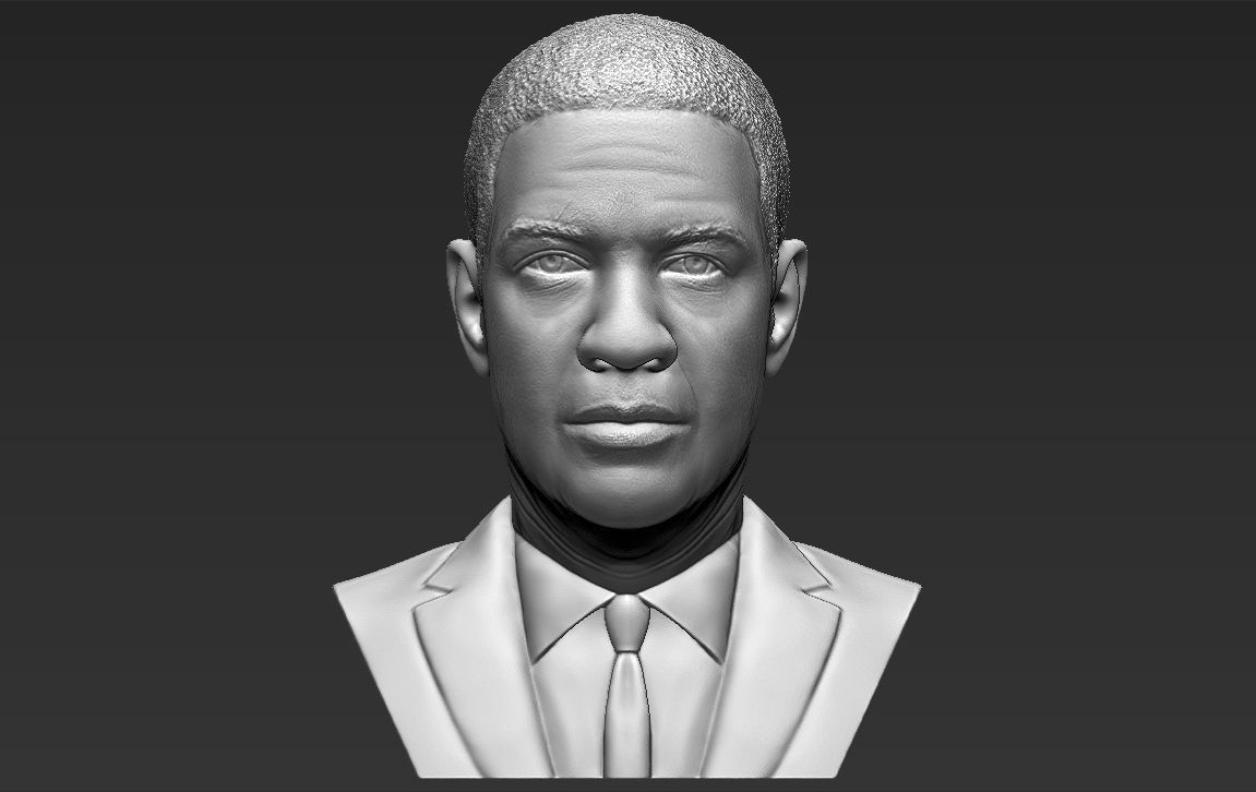 Denzel Washington bust 3D model ready for full color 3D printing 3D print model_27