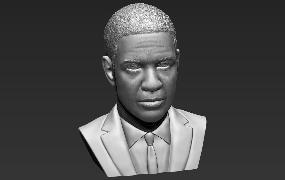 Denzel Washington bust 3D model ready for full color 3D printing 3D print model_38