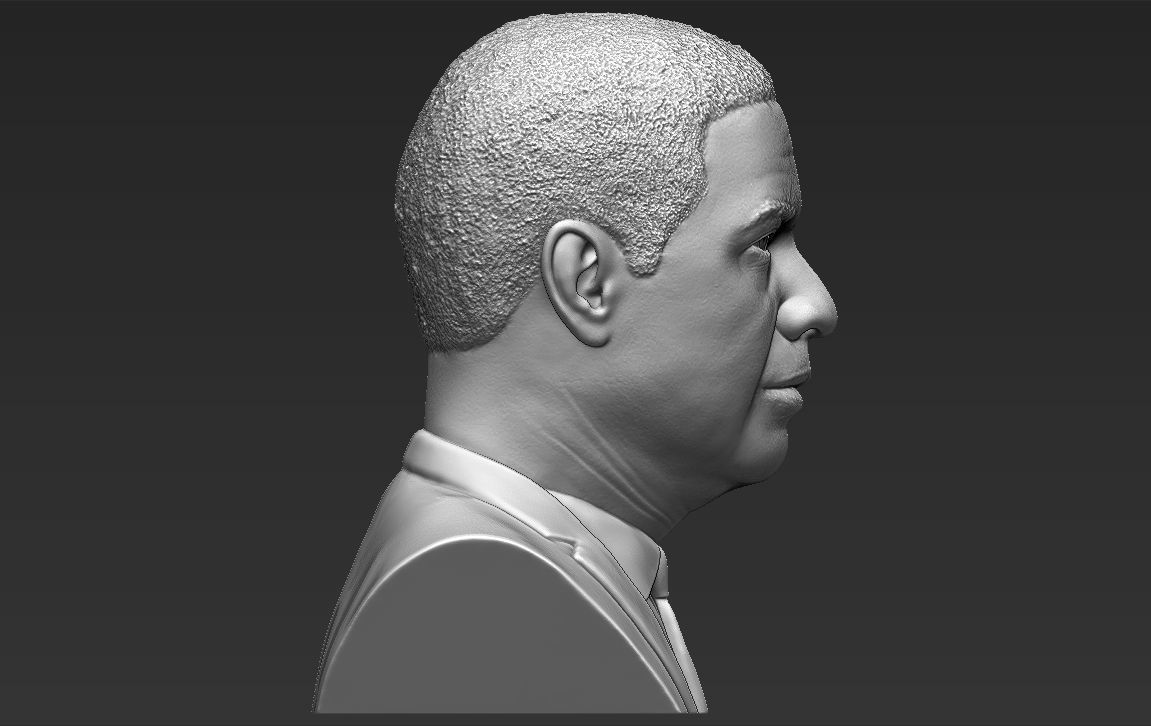 Denzel Washington bust 3D model ready for full color 3D printing 3D print model_35