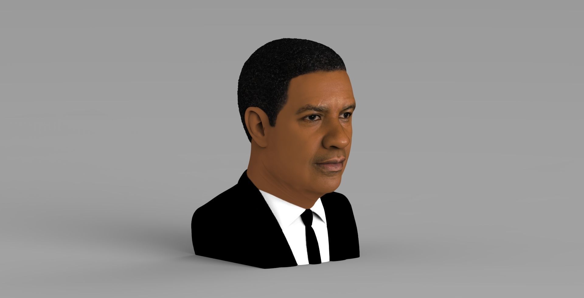 Denzel Washington bust 3D model ready for full color 3D printing 3D print model_8