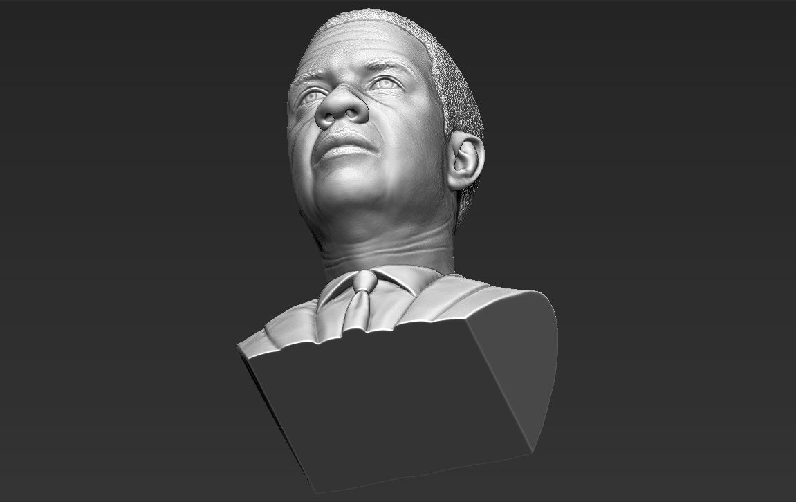Denzel Washington bust 3D model ready for full color 3D printing 3D print model_42