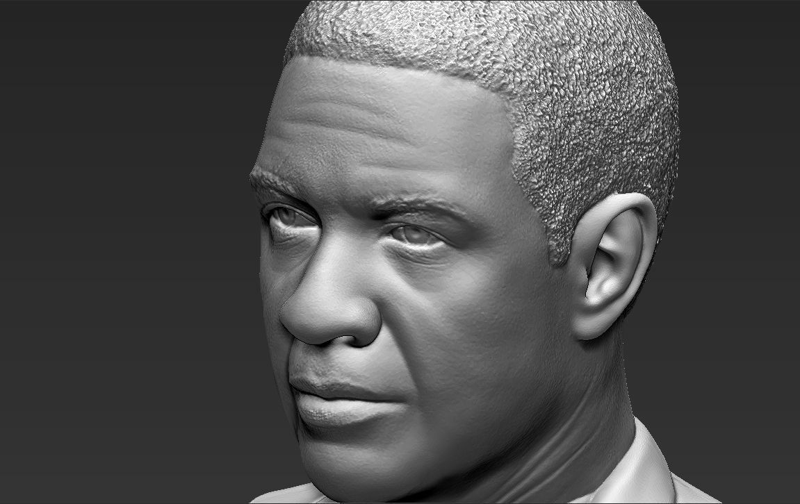 Denzel Washington bust 3D model ready for full color 3D printing 3D print model_46
