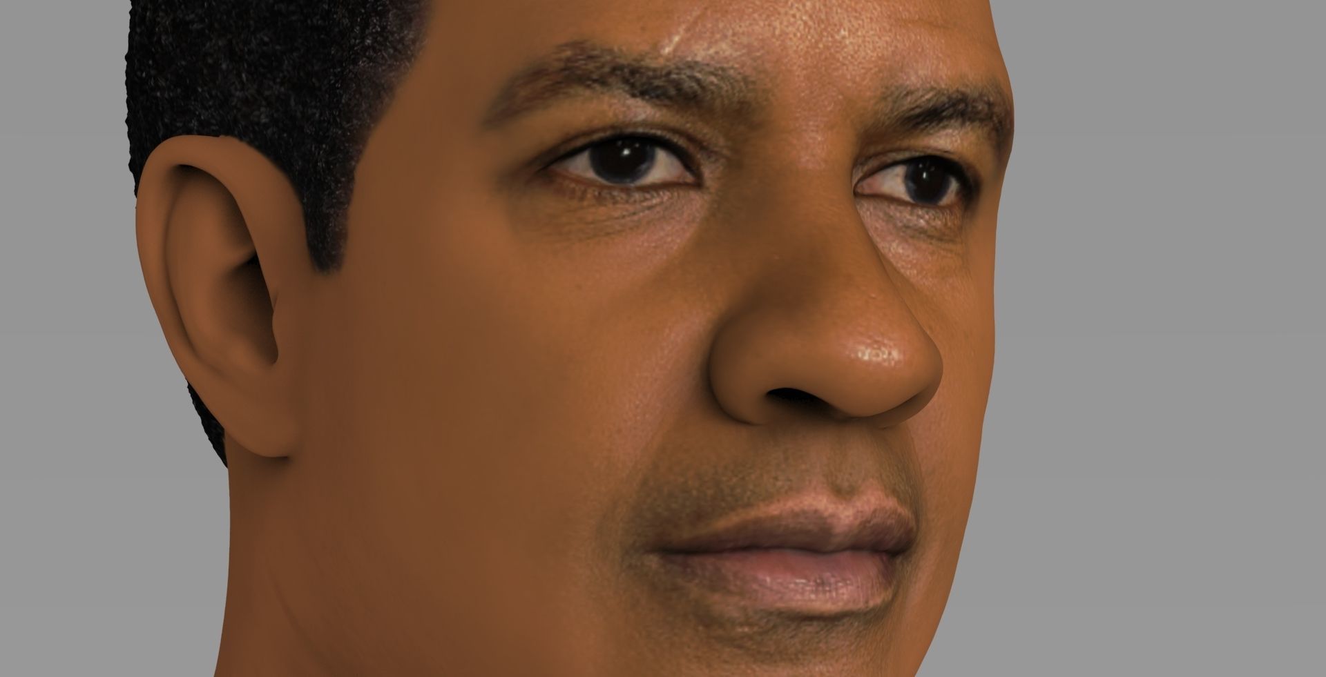 Denzel Washington bust 3D model ready for full color 3D printing 3D print model_13