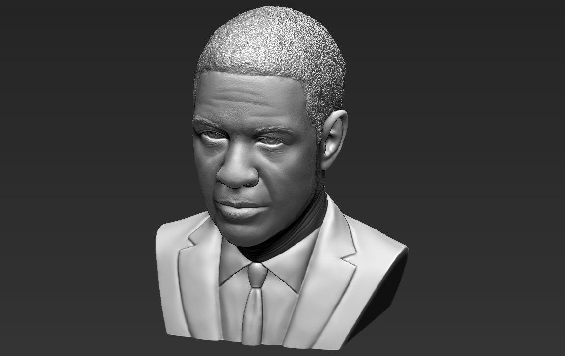 Denzel Washington bust 3D model ready for full color 3D printing 3D print model_39
