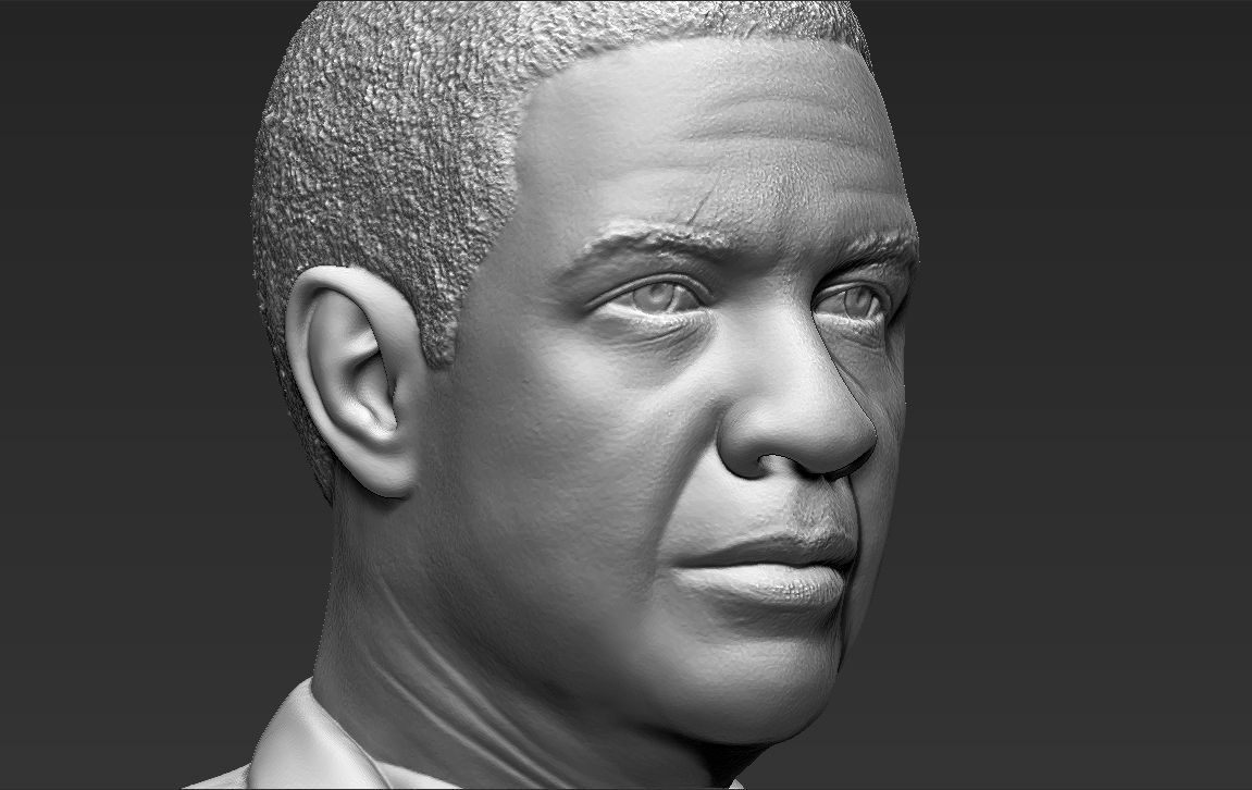 Denzel Washington bust 3D model ready for full color 3D printing 3D print model_45