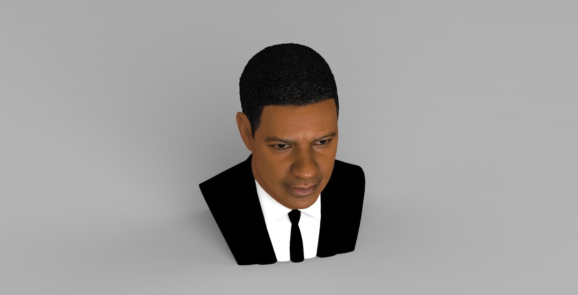 Denzel Washington bust 3D model ready for full color 3D printing 3D print model_10