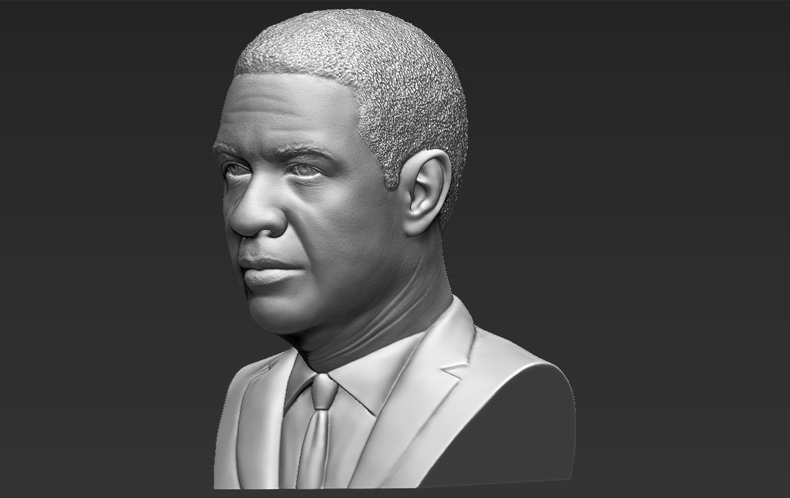 Denzel Washington bust 3D model ready for full color 3D printing 3D print model_29