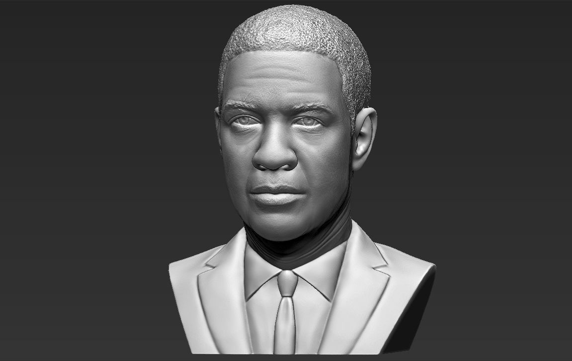 Denzel Washington bust 3D model ready for full color 3D printing 3D print model_28