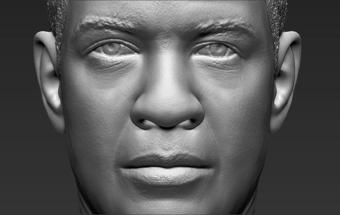 Denzel Washington bust 3D model ready for full color 3D printing 3D print model_44