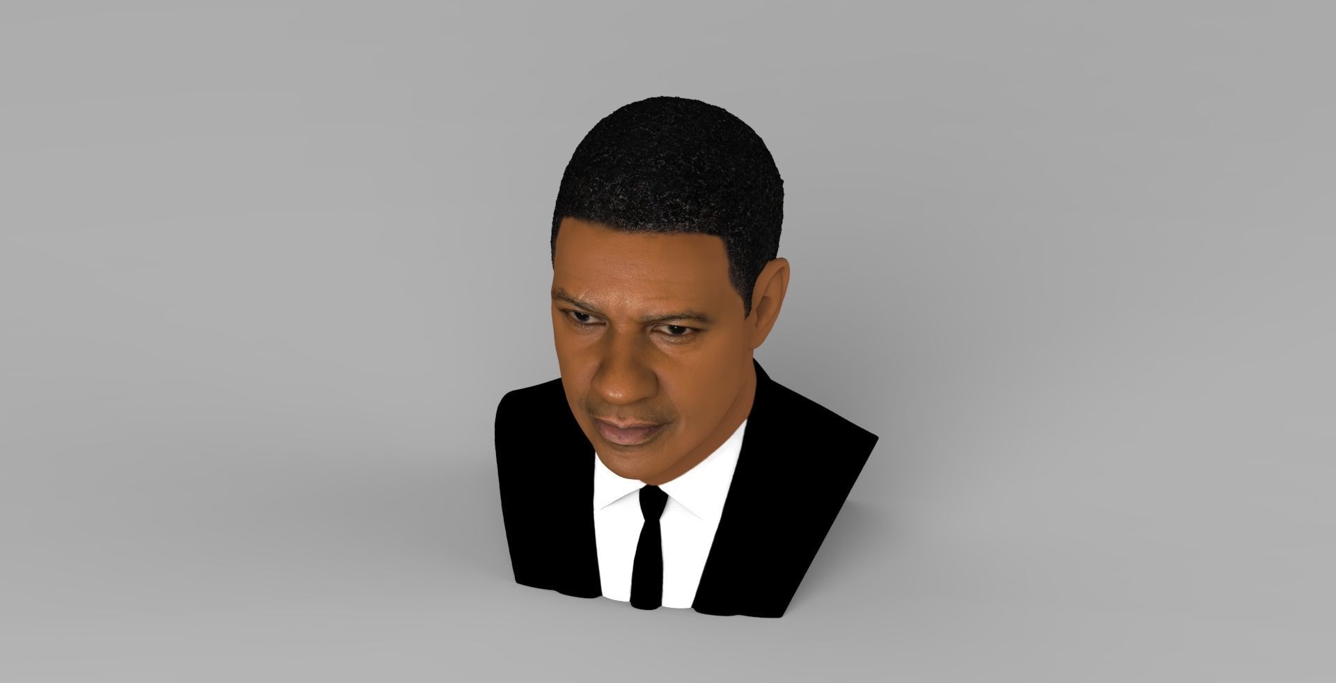 Denzel Washington bust 3D model ready for full color 3D printing 3D print model_11