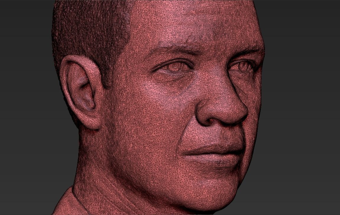 Denzel Washington bust 3D model ready for full color 3D printing 3D print model_50