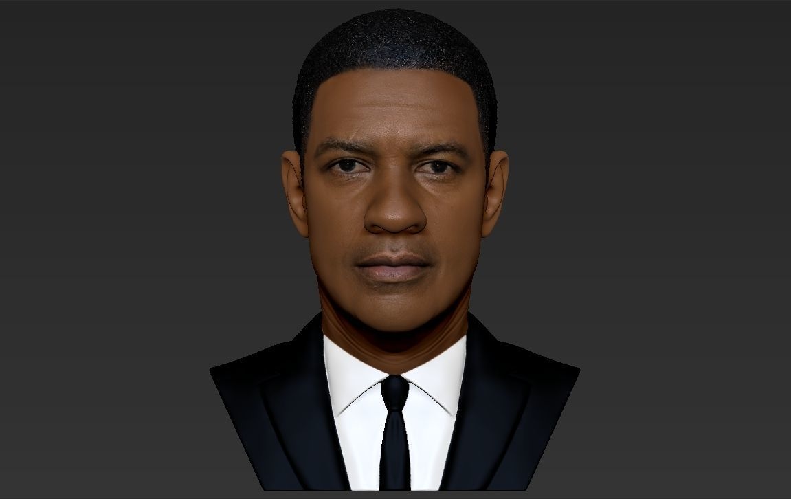 Denzel Washington bust 3D model ready for full color 3D printing 3D print model_16