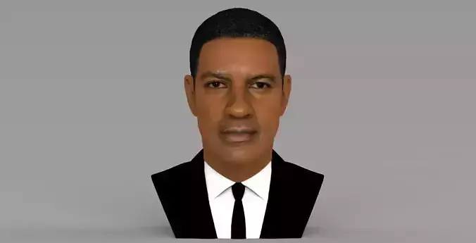 Denzel Washington bust 3D model ready for full color 3D printing 3D print model
