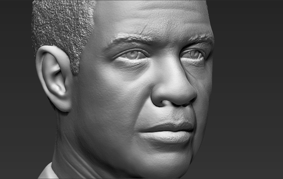 Denzel Washington bust 3D model ready for full color 3D printing 3D print model_47