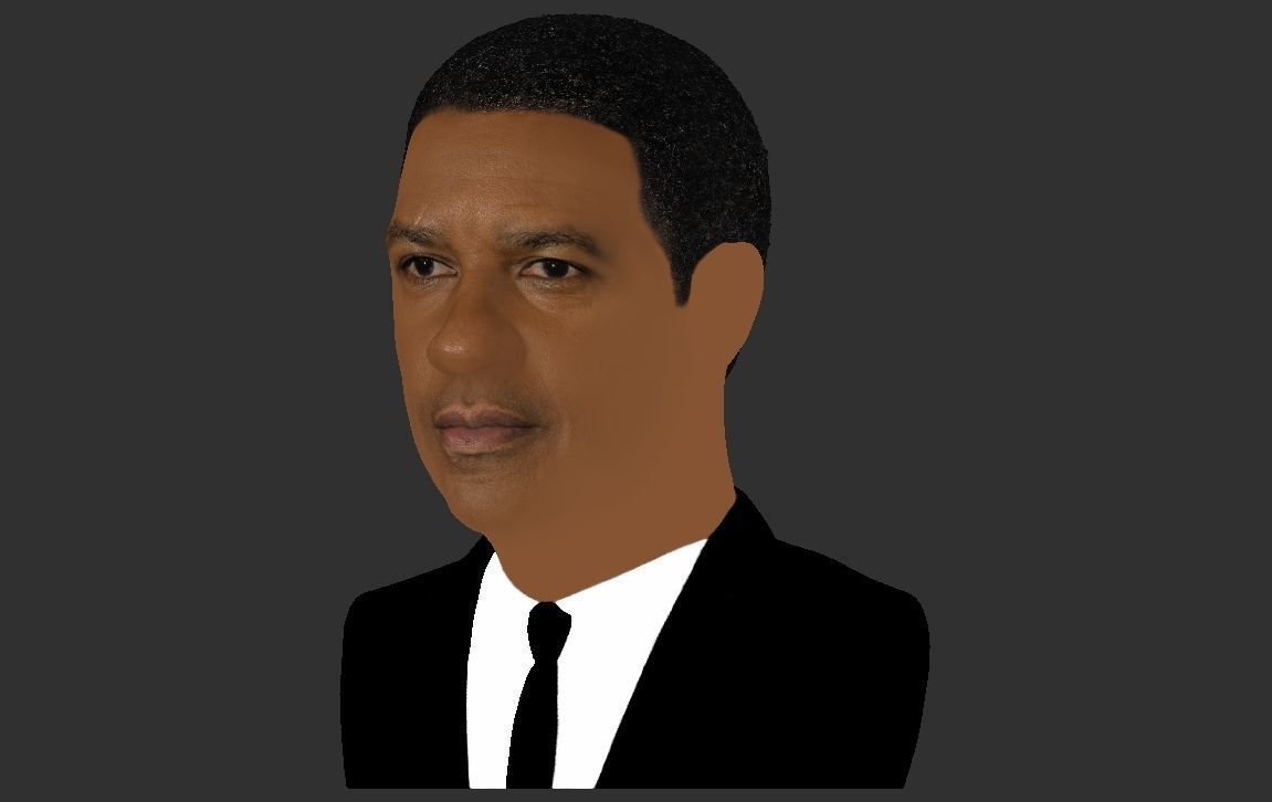 Denzel Washington bust 3D model ready for full color 3D printing 3D print model_24