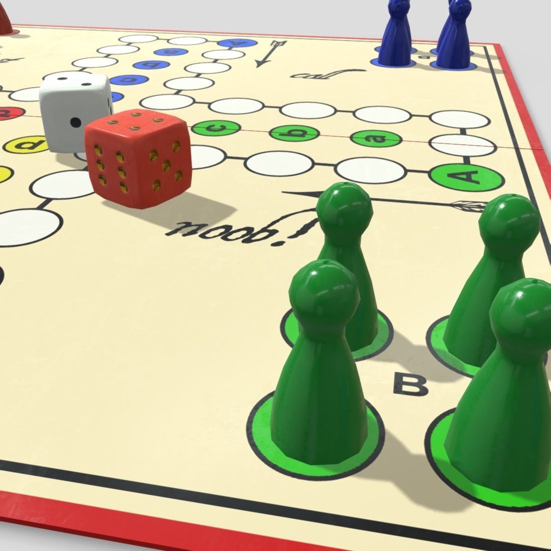 Ludo - Mensch aergere dich nicht Low-poly 3D model_10