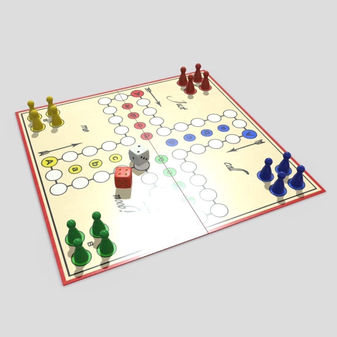 Ludo - Mensch aergere dich nicht Low-poly 3D model_4