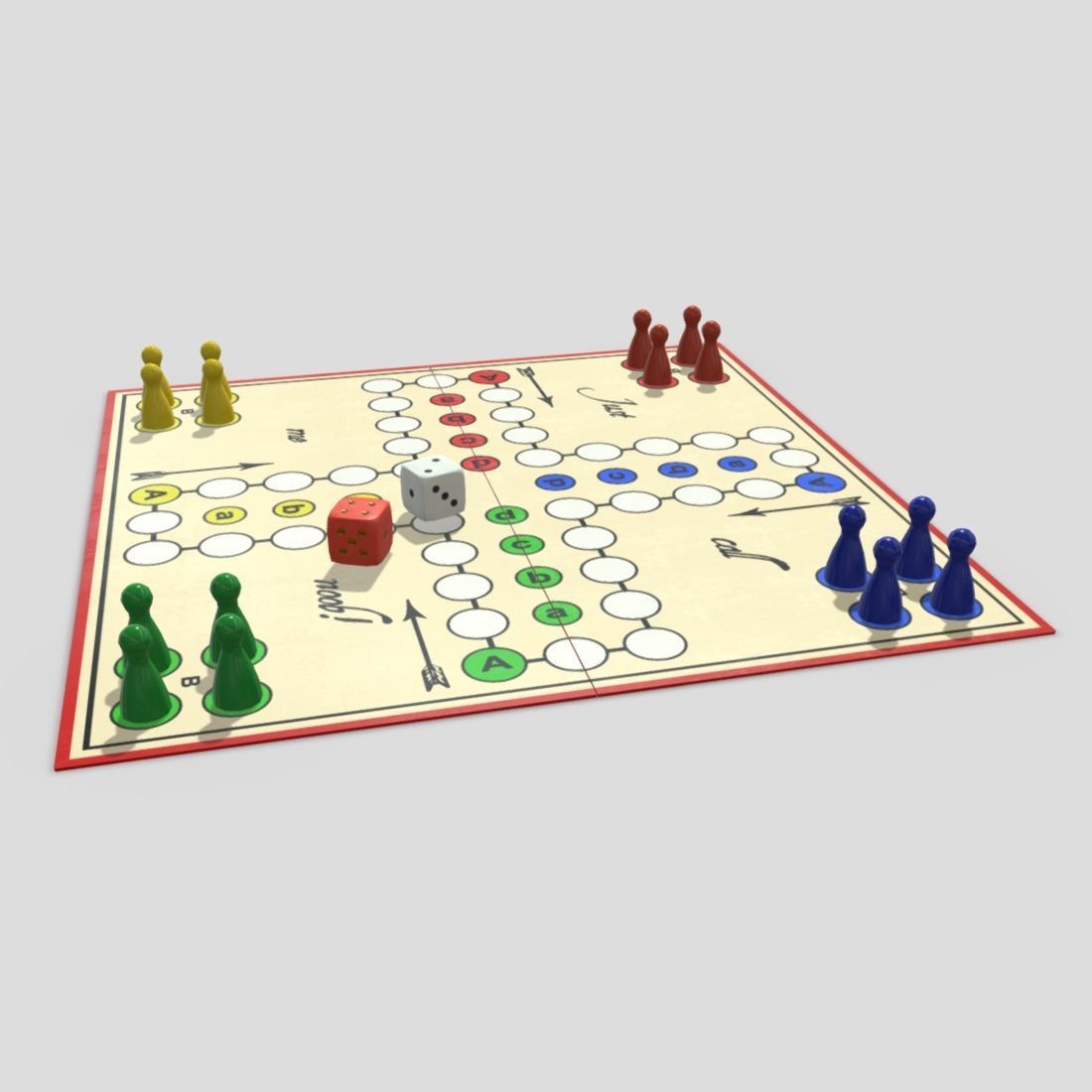 Ludo - Mensch aergere dich nicht Low-poly 3D model_5